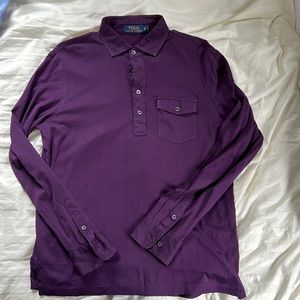 Long sleeve polo shirt by Ralph Lerann. Purple